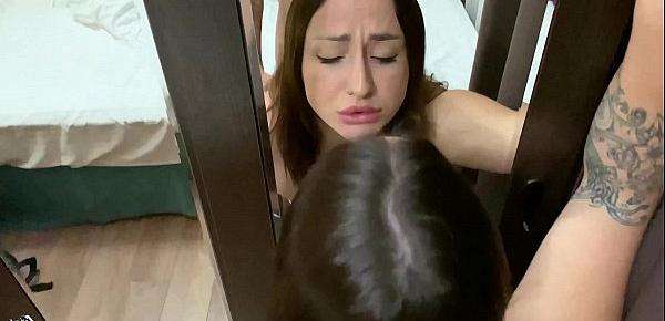  Fucked in Mouth and Pussy Doggystyle - Licked Cum from Mirror